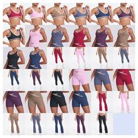 Set Yoga Olahraga Wanita 2-Piece Celana Flare & Shorts High Waist Solid, Bahan Bernapas