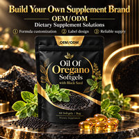Gélules d'huile d'origan formule personnalisée avec graines de cumin noir, 60 unités, bien-être botanique féminin, soutien immunitaire, antioxydant