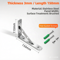 Support triangulaire en acier inoxydable poli MAYS NG 160*300*3 pour étagère flottante en bois, OEM/ODM disponible, personnalisable