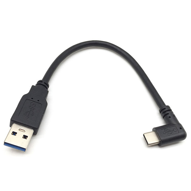 USB 3.0 A Male Cable to USB Type C Cable Left Angled Charging Cable