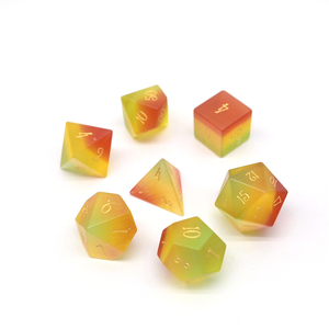 Offre Spéciale : Ensemble <span class=keywords><strong>de</strong></span> dés polyédriques D&D en pierre gemme œil <span class=keywords><strong>de</strong></span> chat orange, rouge, jaune et verte pour <span class=keywords><strong>jeux</strong></span> <span class=keywords><strong>de</strong></span> rôle - Product Image 1