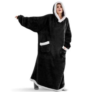 Veste à capuche en flanelle, couverture de canapé, vêtements pour personne paresseuse, pyjama, pull, sweat-shirt à capuche transfrontalier, motif à carreaux, extra épais, décontracté - Product Image 5
