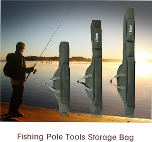 Bolsa de pesca portátil personalizada de gama alta al por mayor, caja de carrete de caña de pescar plegable con cremallera, caña voladora duradera para exteriores para hombres - Product Image 5