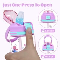 Bouteille d'eau écologique pour enfants, pour l'école, le camping et les voyages, 20 oz, plastique durable avec paille en silicone, couvercle de bec verseur pop-up, sans BPA