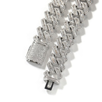 Collier audacieux pour homme, style hip-hop européen et américain, avec maillons cubains, incrustations mixtes et zircone cubique en forme de T, en cuivre, 18 mm, style Nomi transfrontalier