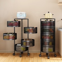 Multi Draaibare Vierkante Ronde Fruit Trolley Keuken Mand Groente Roterende Opbergrek