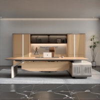 Bureau de direction ergonomique, durable, modulaire, moderne, en bois de noyer gris, mobilier de bureau