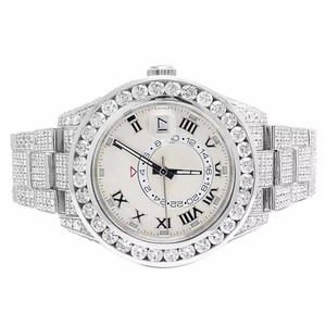 Drioshipping Grown Watch Diamant Noir et Blanc Couleur Pave Setting Acier inoxydable Montres à quartz personnalisées pour hommes - Product Image 1