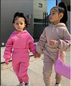 Pakaian Anak Perempuan Musim Gugur Anak-anak Tebal Kustom Unisex Pakaian Anak Perempuan Lengan Panjang Tumpuk Set Pakaian Butik Anak Perempuan Hoodie