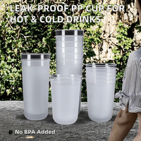 Gobelet en plastique PP réutilisable sans BPA, qualité alimentaire, à paroi simple, anti-fuite, avec couvercle durable, logo personnalisé, 90 mm, pour boissons chaudes/froides et eau minérale