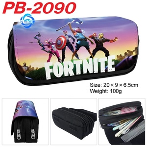 Dessin animé Fortnites périmètre toile Double fermeture éclair Anime stylo sac étudiant étanche grande capacité étui à crayons - Product Image 3