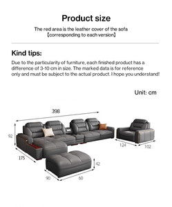 लक्जरी आधुनिक चमड़े के अनुभागीय सोफे बिस्तर परिवर्तनीय कोने लाउंज सोफे सेट विस्तारित डिजाइन समकालीन टिकाऊ लिविंग रूम - Product Image 6