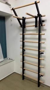 Swedish <span class=keywords><strong>Ladder</strong></span> Multi-Funktions-Indoor-Doppel-Pull-Up-Stick wandmontiert Holz Fitness-Haus Fitness-Studio Yoga-Stick-Rahmen - Product Image 5