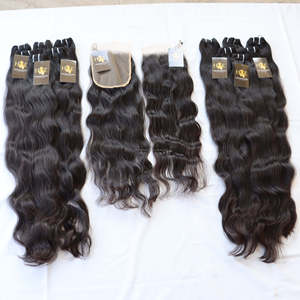 Vente en gros, fournisseurs de cheveux humains vierges bruts, cuticules alignées, paquet de cheveux non traités avec fermeture en dentelle transparente Hd - Product Image 1