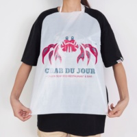 Bavoir en plastique personnalisé pour fruits de mer, tablier jetable en plastique pour restaurant, bavoir en PE pour adulte