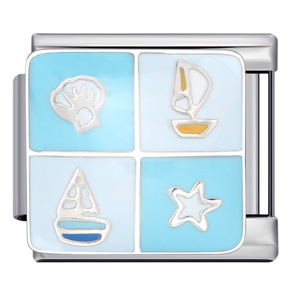 Ciondoli Modulari Italiani Smaltati Paesaggio Marino Balena Delfino Marinaio Alba Spiaggia 9mm per Bracciale <span class=keywords><strong>Nomination</strong></span> - Product Image 5