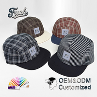 Casquette de baseball plate rétro à motif écossais, 5 panneaux, avec patch carré, personnalisable, confortable, pour la vente en gros