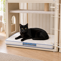 Tapis de sol pour chat avec motif floral matelassé, fenêtre latérale transparente, base antidérapante en silicone, fonctions rafraîchissantes et de voyage pour chambres intérieures pour chats