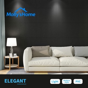 Panneaux muraux 3D en <span class=keywords><strong>PVC</strong></span> cannelé, spécification entrepreneur, couverture 32 pieds carrés (19,7x19,7 pouces), pour décoration murale de restaurant moderne - Product Image 1