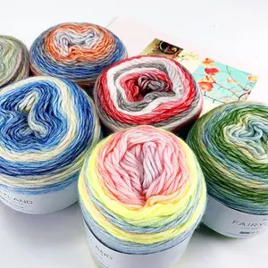 China Factory Wholesale Craft Vogue Hand Crochet Soft Multi Color Wool Blended Acrylic Knitting Cake Yarn