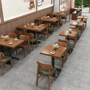 Gran oferta, restaurante, marco de madera, sofá de cuero personalizado, mesa de comedor de comida rápida y sillas, juego de muebles comerciales - Product Image 4