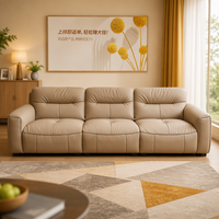 Canapé trois places moderne en cuir véritable 2026, rembourré et réglable, avec rembourrage en mousse et pieds en métal pour salon