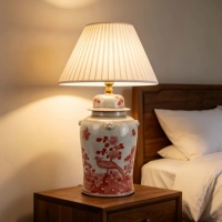 Lampe de table en céramique Chinoiserie, décoration artistique, phénix rouge, pot à gingembre, lampe en porcelaine pour chambre à coucher, décoration intérieure