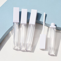 Tube de brillant à lèvres transparent de 7 ml en gros avec pinceau, logo personnalisé, tubes cosmétiques liquides vides, emballage en plastique pour huile à lèvres