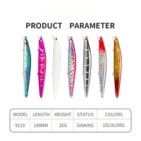 Leurre dur coulant personnalisé OEM pour lancer longue distance, 140mm 26g, sans hameçon, pour la pêche au bar, au topmouth et au culter en eau salée et eau douce