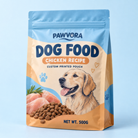 Sachet d'emballage imprimé sur mesure avec soufflet latéral et fermeture éclair refermable pour aliments pour animaux (poulet, chien), marque privée, vente en gros
