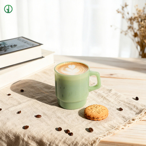 Caneca de Café de Vidro Borossilicato Cor Jade Atacado Personalizada Fofa de Alta Qualidade 350ml Copos de Sobremesa Seguros para Micro-ondas para Casa e Cafeteria - Product Image 1