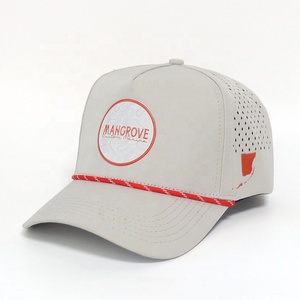 OEM 맞춤형 고품질 5 패널 레이저 컷 구멍 뚫린 방수 스포츠 야구 모자 고무 로고 퍼포먼스 남성용 아빠 모자 - Product Image 1