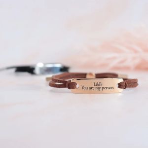 Braccialetti in Pelle con Cordino in Acciaio Inossidabile alla Moda per Coppie, Braccialetti dell'Amicizia Personalizzabili con Testo e Nome per Innamorati - Product Image 2