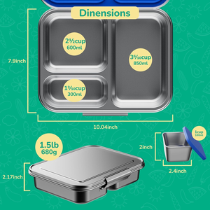 Bulk Wholesale Factory Direct Supply BPA-free Leakproof Multi-compartment Portable Plastic Lid Stainless Steel <b>Lunch</b> <b>Box</b> - Product Image 2
