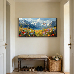 Pintura de Prado <span class=keywords><strong>en</strong></span> Flor Alpina, Lienzo Texturizado Hecho a Mano, Decoración para el Hogar, Hotel, Interior de <span class=keywords><strong>Casa</strong></span>, Gran Obra de Arte Decorativa - Product Image 6