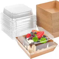 Индивидуальные квадратные контейнеры для пищи с прозрачными крышками