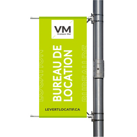 Support de bannière réglable en aluminium pour poteaux, en polyester, compatible avec diverses tailles de poteaux, installation rapide, résistant au vent, réutilisable