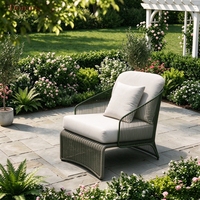 Chaise de loisirs moderne en rotin avec structure métallique, chaise de jardin extérieure imperméable avec coussin pour patio, cour arrière, mobilier d'extérieur