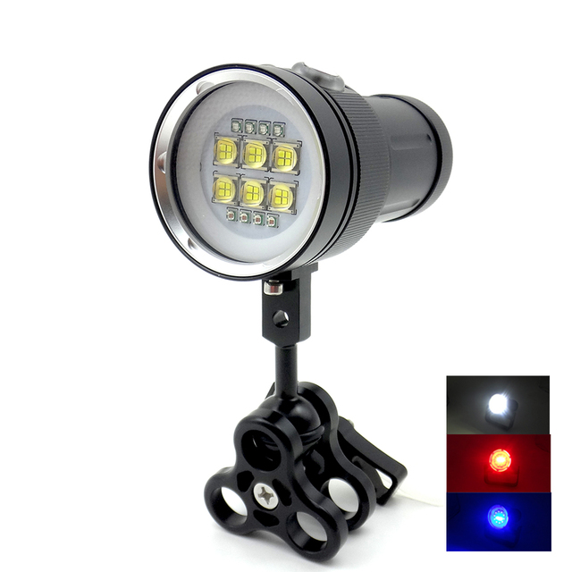 Professional LED Diving Flashlight White Red UV Light Underwater Photograph Light Video Diving Flash Lamp Scuba Diving Light