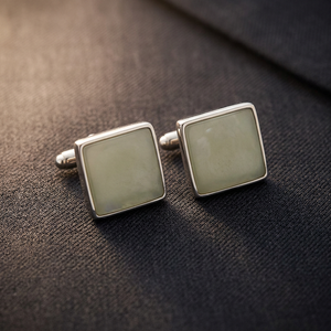 Men's Silver Square Cuff Links with Bezel Setting Onyx Stone Formal Wedding Jewelry - Product Image 3