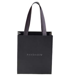 Sac de shopping noir de luxe avec poignée, personnalisé avec logo de marque, taille et design, pour la promotion de bijoux et montres, vente en gros - Product Image 4