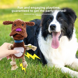 <strong>Brown</strong> Plush Pug <strong>Dog</strong> Toy with Squeaker and Rope Legs for Interactive Play and Teeth Cleaning - Product Image 1