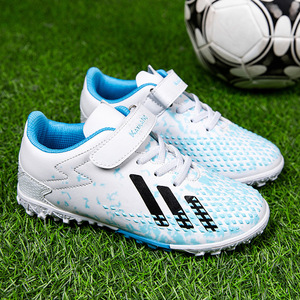 Chaussures de football unisexes, tige synthétique, semelle extérieure en caoutchouc, doublure en maille, pour enfants, entraînement sur terrain en herbe - Product Image 2