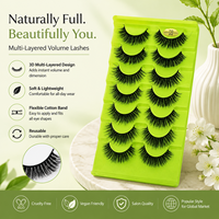 Lot de 7 paires de faux cils en vison synthétique effet naturel, volumineux et en bande, pour la vente en gros