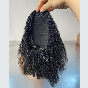 Extensions de cheveux humains afro bouclés crépus, queues de cheval à cordon, fournisseurs de cheveux humains en gros - Product Image 1