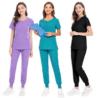 En stock : Tenues d'hôpital deux pièces pour chirurgiens dentaires et infirmières, extensibles, à séchage rapide, en tissu polyester Dobby