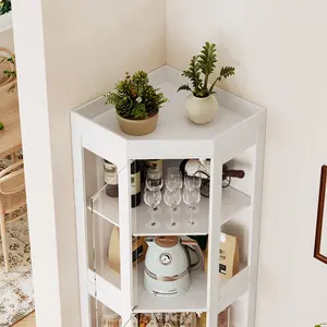 Vitrine d'angle de 70 pouces de haut avec portes en verre, vitrine à 4 niveaux pour la cuisine et la salle à manger - Product Image 3