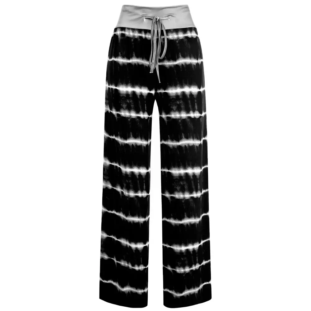 2022 Women's Casual Pants Black and White Mottled Horse Pattern Chiffon Slim Strap Trousers