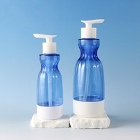 Bouteilles de shampoing transparentes bleues en forme de gourde 300ml 500ml, bouteilles de gel douche vides, bouteilles de soins capillaires, emballage cosmétique