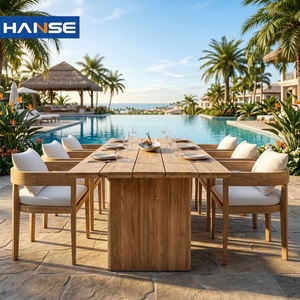 Mobili da Esterno per Sala da Pranzo in Teak Massello per Bahamas, Giamaica, Santa Lucia, Antigua - Tavolo e Sedie da Patio per Resort Balneari - Product Image 1